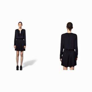 Zadig&Voltaire Navy W/ Red Contrast Stitching Remus Blouson Dress Size L NWOT